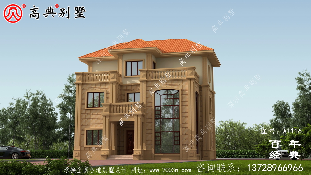 大客廳歐式三層別墅房屋設(shè)計圖,含外型造型設(shè)計圖