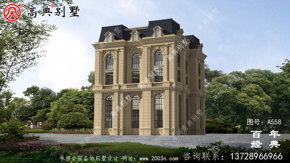 農村五樓法式別墅設計圖紙及效果圖,整體風格細節精致