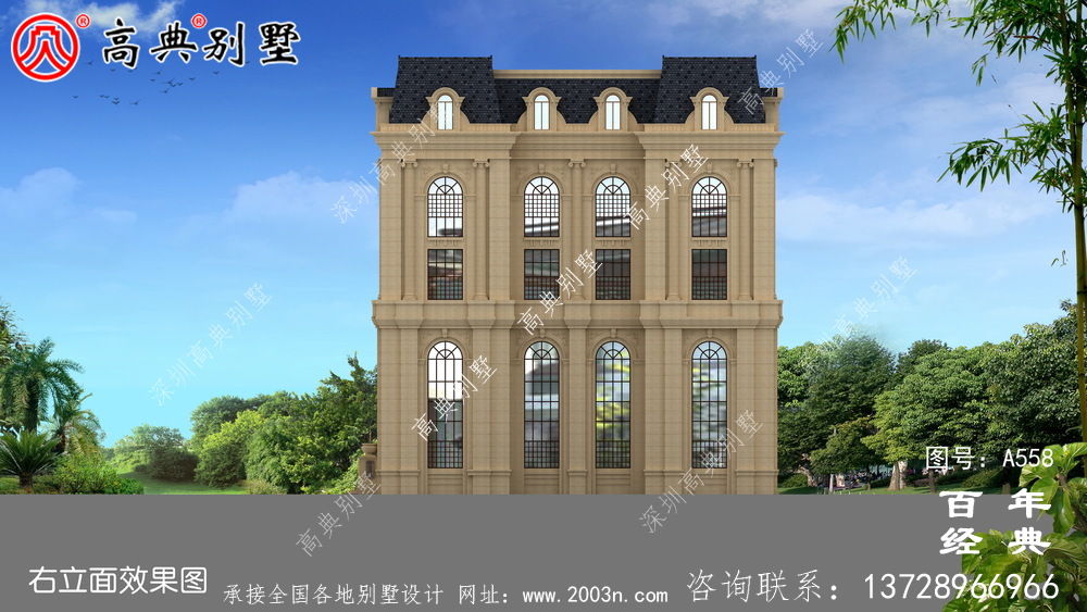 農村五樓法式別墅設計圖紙及效果圖,整體風格細節精致