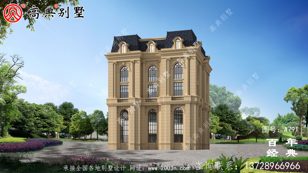 五層法式別墅設(shè)計(jì)圖紙,客廳中空復(fù)式,豪華大氣