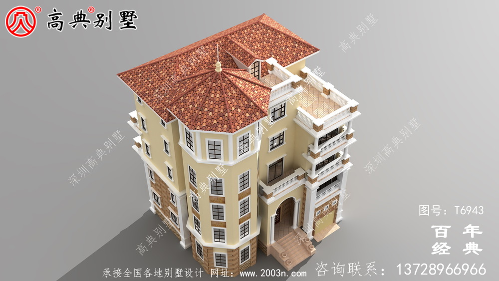 歐式五層別墅設計圖紙及設計效果圖,多個飄窗配陽臺