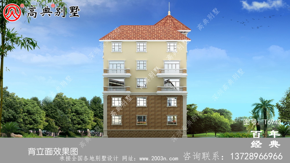 歐式五層別墅設計圖紙及設計效果圖,多個飄窗配陽臺