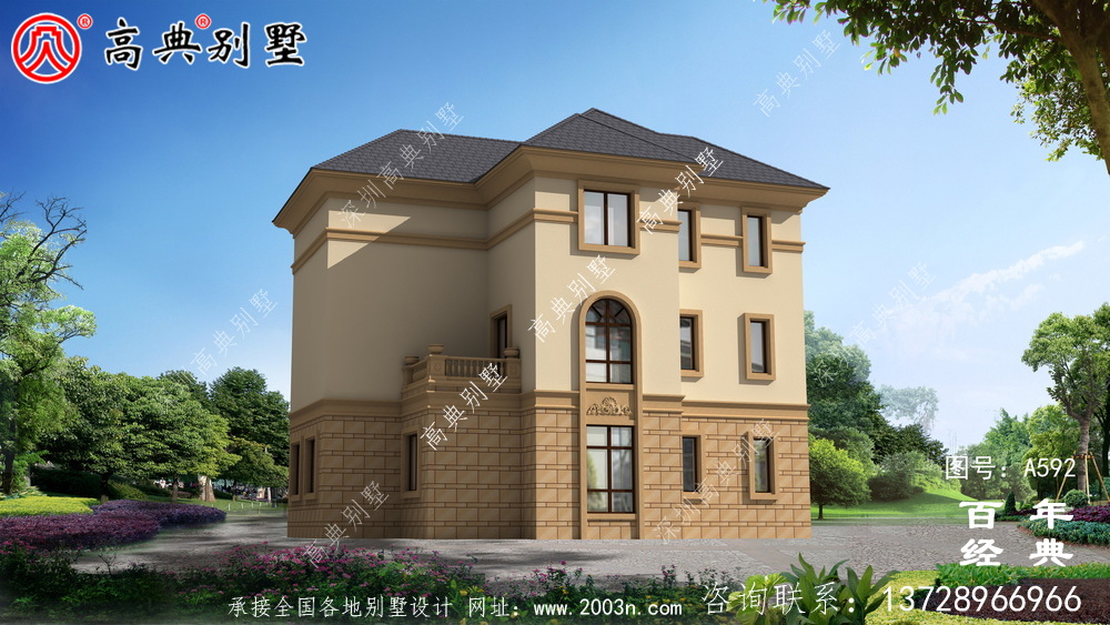 三層帶車庫別墅設計效果圖及施工圖_別墅設計圖紙,新農(nóng)村別墅,農(nóng)村自建房設計