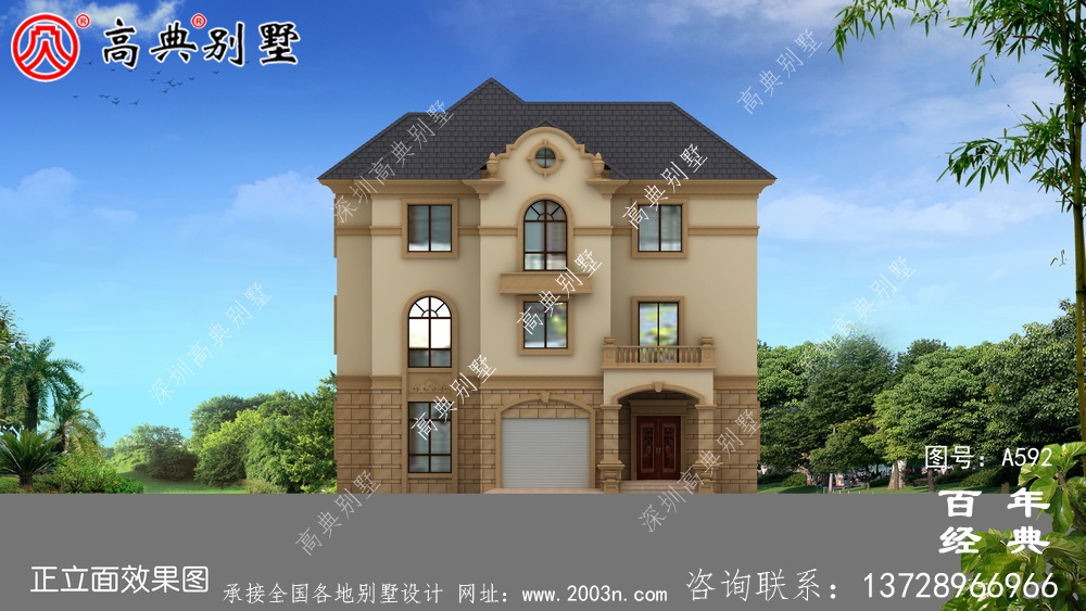 三層帶車庫別墅設計效果圖及施工圖_別墅設計圖紙,新農(nóng)村別墅,農(nóng)村自建房設計