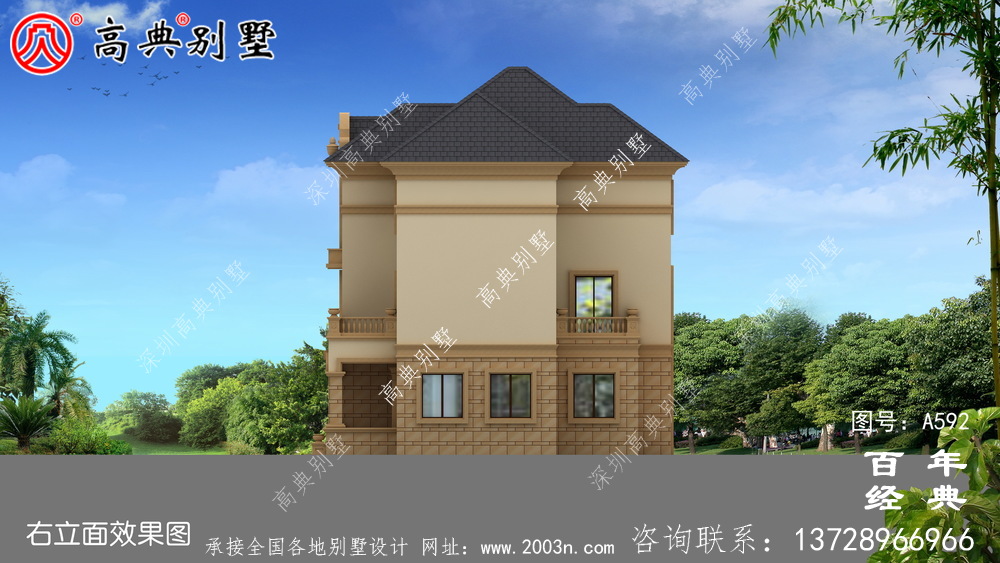 三層帶車庫別墅設計效果圖及施工圖_別墅設計圖紙,新農(nóng)村別墅,農(nóng)村自建房設計