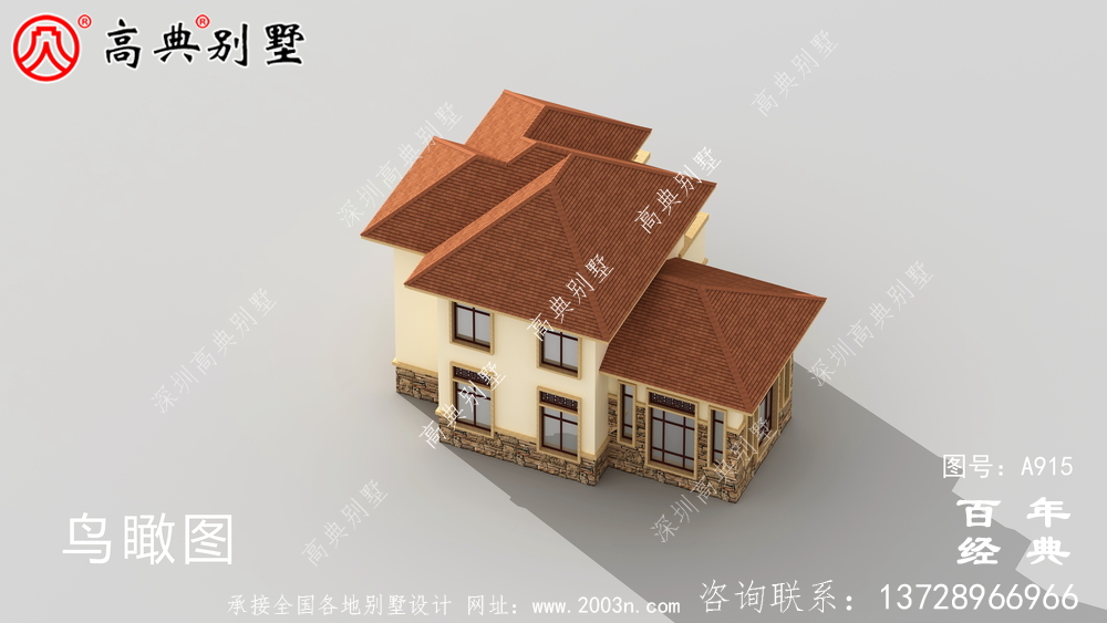新農村二層帶陽臺別墅施工圖及效果圖_農村二層房屋設計圖