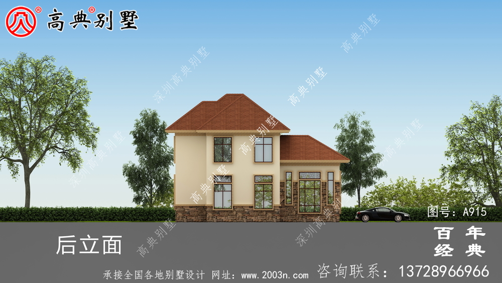 新農村二層帶陽臺別墅施工圖及效果圖_農村二層房屋設計圖