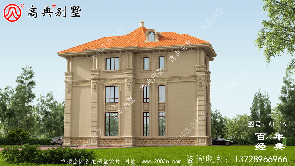 豪華復式三層歐式別墅設計圖紙及效果圖_農村三層別墅圖紙