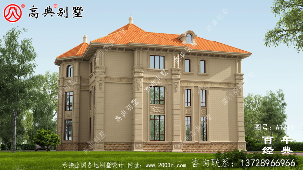 豪華復式三層歐式別墅設計圖紙及效果圖_農村三層別墅圖紙