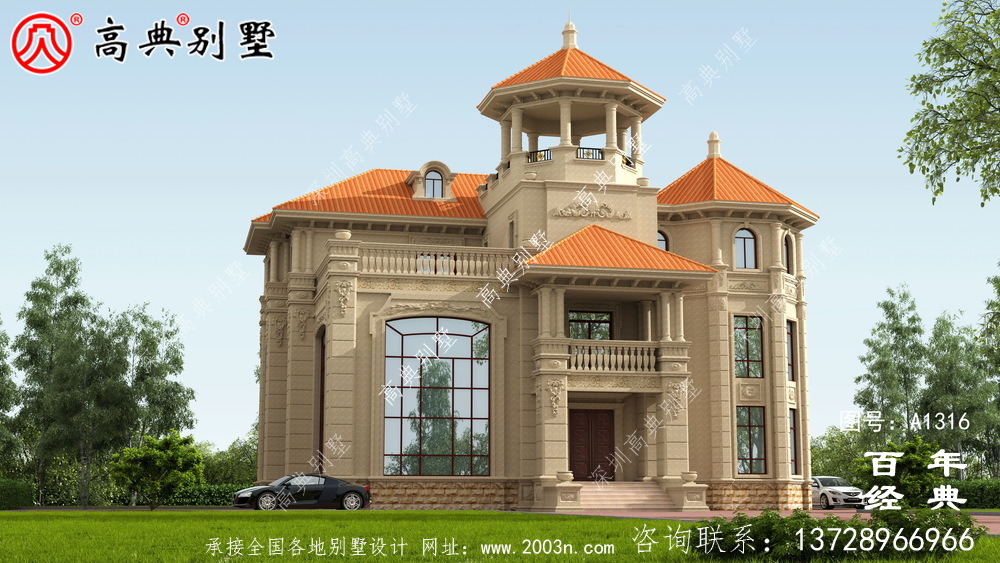 豪華復式三層歐式別墅設計圖紙及效果圖_農村三層別墅圖紙