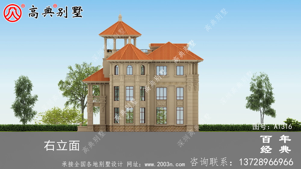 豪華復式三層歐式別墅設計圖紙及效果圖_農村三層別墅圖紙
