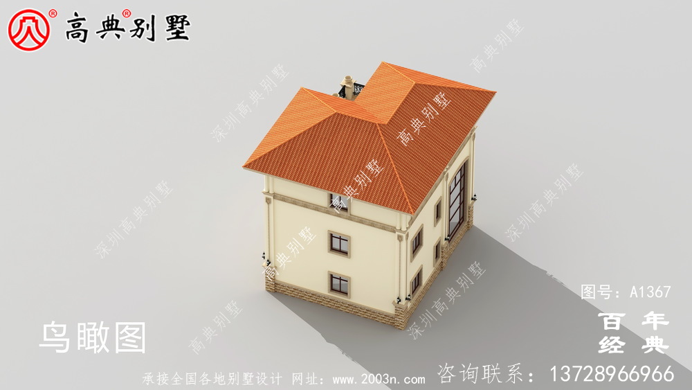 農村洋房復式三層別墅外觀效果圖_別墅設計圖紙