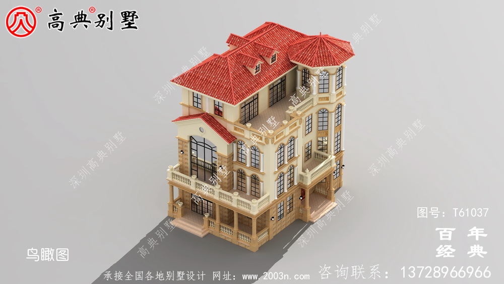 四層簡歐別墅設計圖紙施工圖及效果圖_農村四層別墅設計