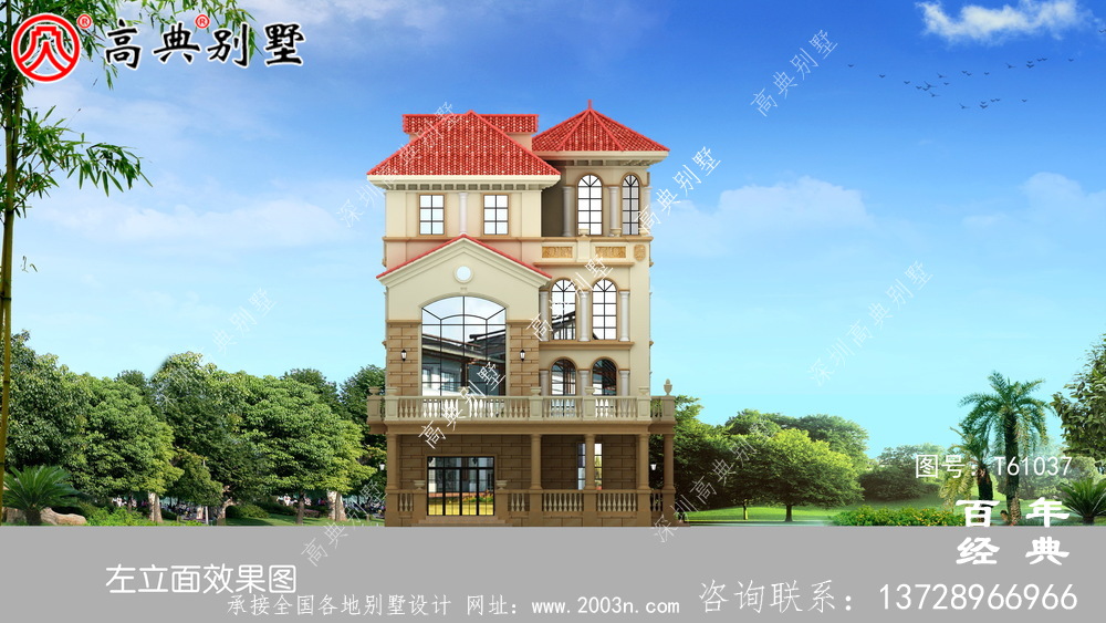 四層簡歐別墅設計圖紙施工圖及效果圖_農村四層別墅設計