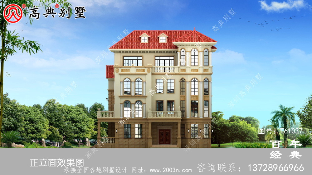 四層簡歐別墅設計圖紙施工圖及效果圖_農村四層別墅設計