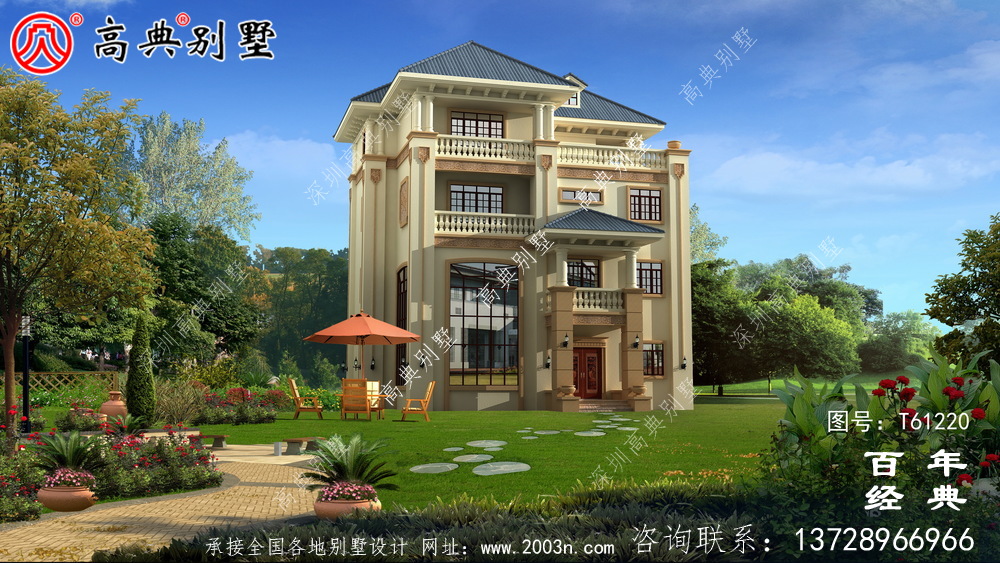歐式四層別墅設計效果圖_農村四層自建房屋設計圖