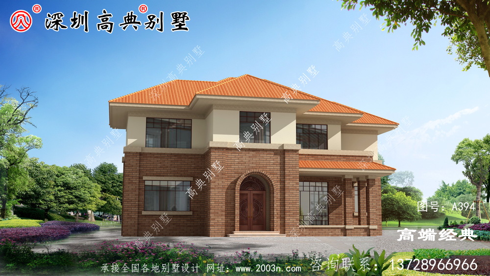 農(nóng)村帶露臺二層別墅圖,外觀簡潔漂亮,住著更舒適