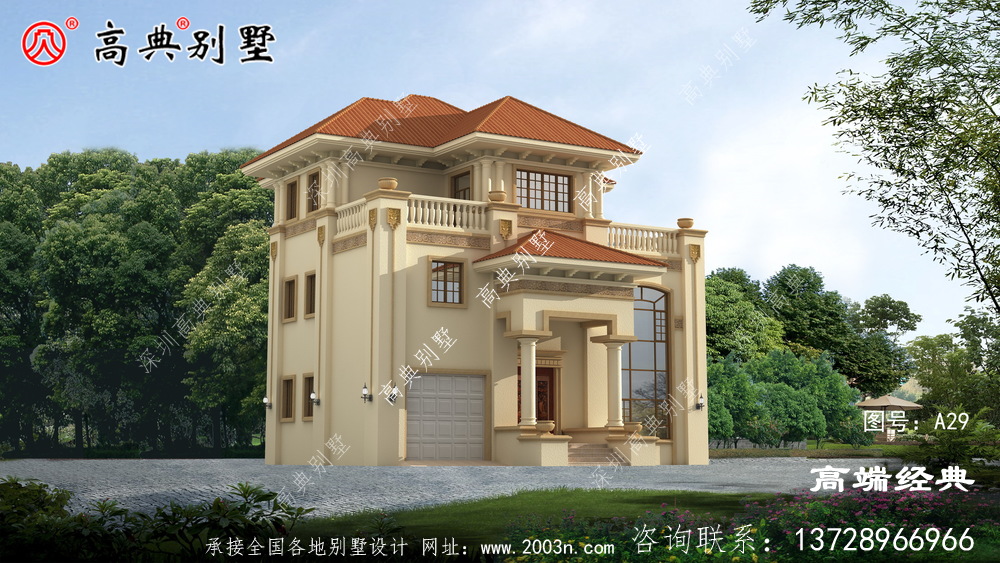 鄉(xiāng)村歐式三層別墅設(shè)計(jì)圖,父母住在里面天天樂(lè)呵呵